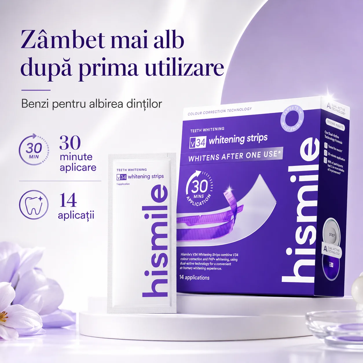 Hismile V34 — zâmbet mai alb după prima utilizare